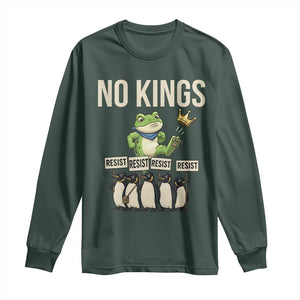 Resist Frog Long Sleeve Shirt No Kings Funny Portland Protest ICE Activist Meme TS14 Dark Forest Green Print Your Wear