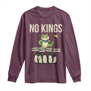 Resist Frog Long Sleeve Shirt No Kings Funny Portland Protest ICE Activist Meme TS14 Maroon Print Your Wear