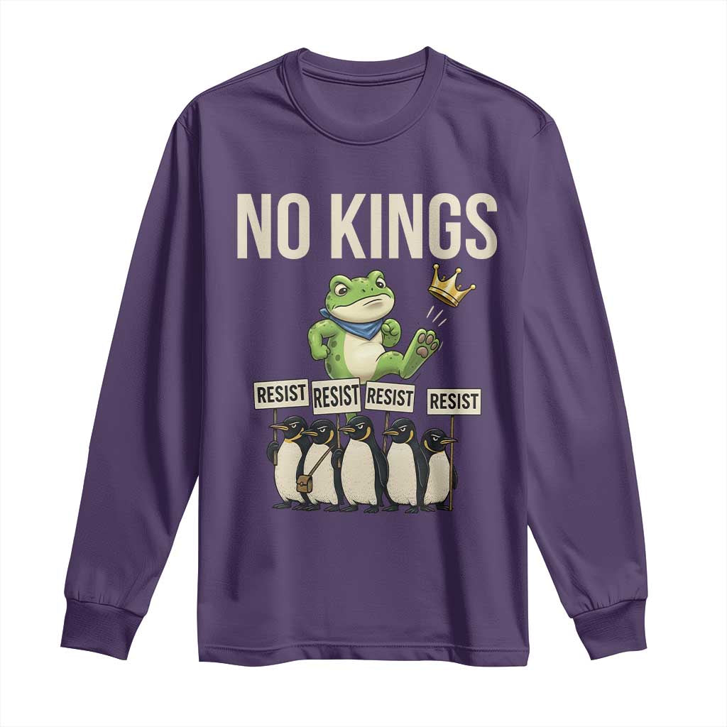 Resist Frog Long Sleeve Shirt No Kings Funny Portland Protest ICE Activist Meme TS14 Purple Print Your Wear