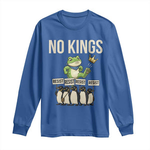 Resist Frog Long Sleeve Shirt No Kings Funny Portland Protest ICE Activist Meme TS14 Royal Blue Print Your Wear
