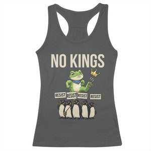 Resist Frog Racerback Tank Top No Kings Funny Portland Protest ICE Activist Meme TS14 Dark Heather Print Your Wear