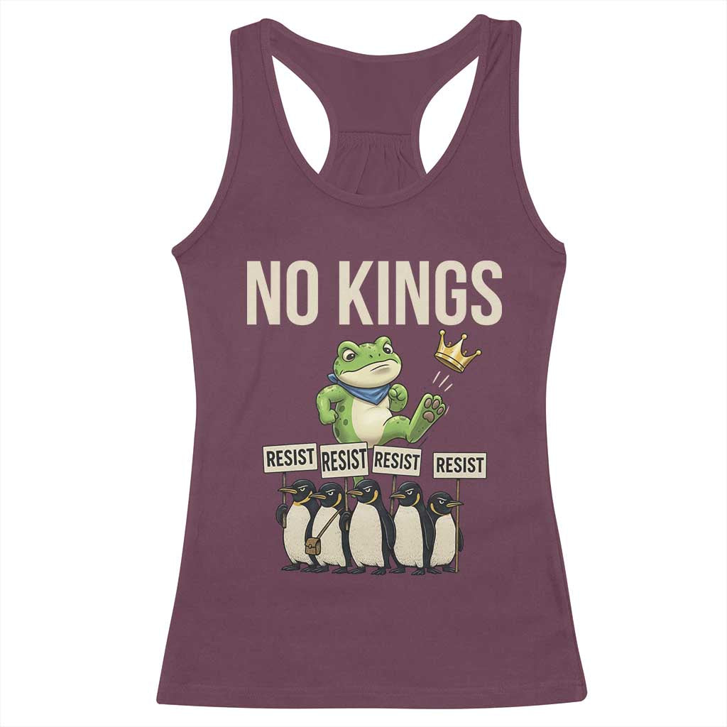Resist Frog Racerback Tank Top No Kings Funny Portland Protest ICE Activist Meme TS14 Maroon Print Your Wear
