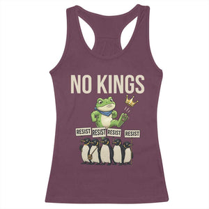 Resist Frog Racerback Tank Top No Kings Funny Portland Protest ICE Activist Meme TS14 Maroon Print Your Wear