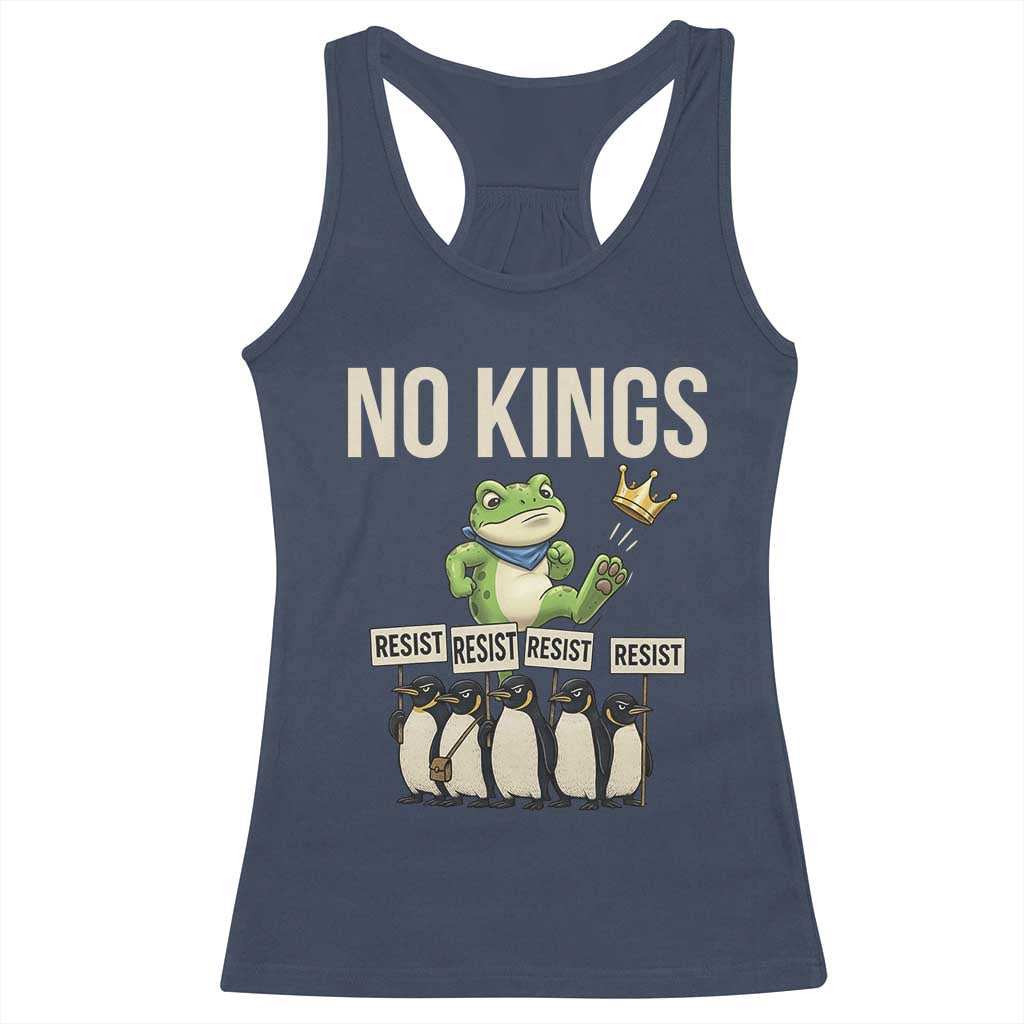 Resist Frog Racerback Tank Top No Kings Funny Portland Protest ICE Activist Meme TS14 Navy Print Your Wear