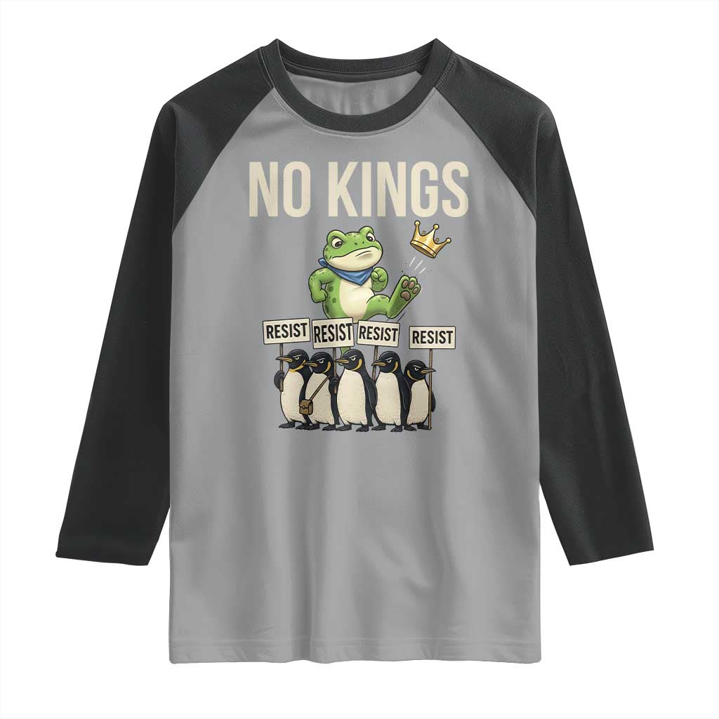 Resist Frog Raglan Shirt No Kings Funny Portland Protest ICE Activist Meme TS14 Sport Gray Black Print Your Wear