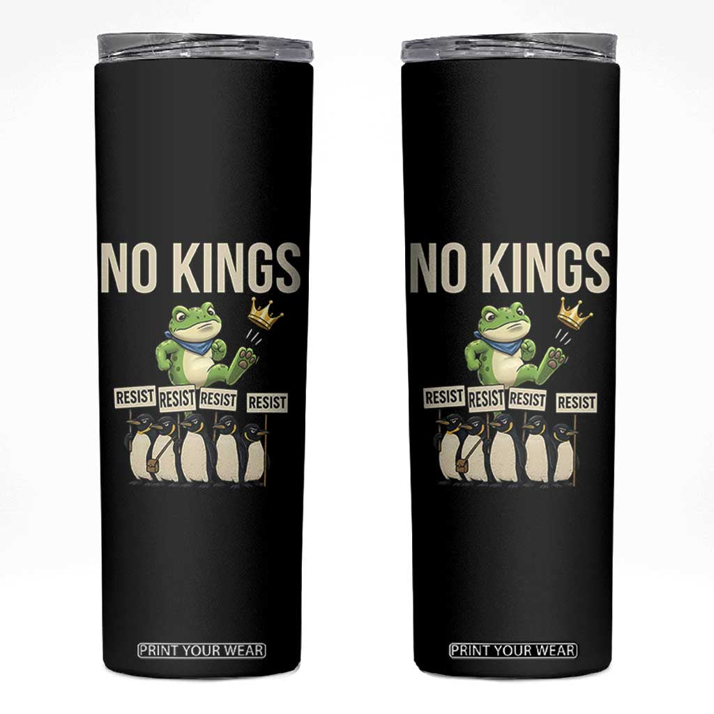 Resist Frog Skinny Tumbler No Kings Funny Portland Protest ICE Activist Meme - Print Your Wear