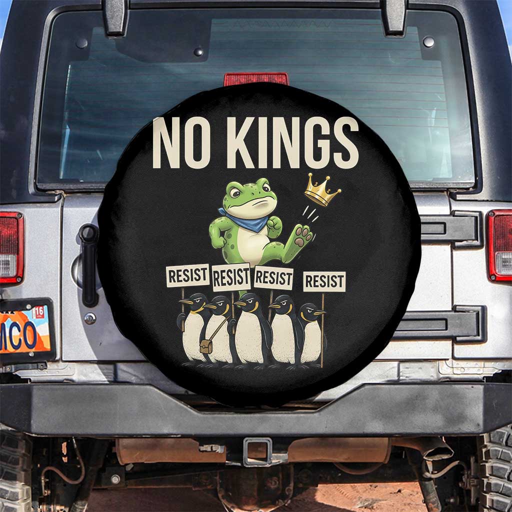 Resist Frog Spare Tire Cover No Kings Funny Portland Protest ICE Activist Meme TS14 No hole Black Print Your Wear