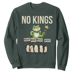 Resist Frog Sweatshirt No Kings Funny Portland Protest ICE Activist Meme TS14 Dark Forest Green Print Your Wear