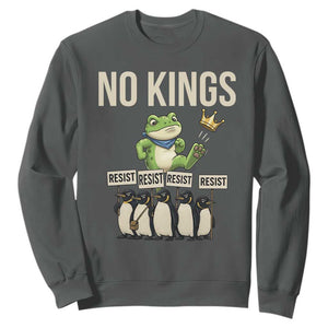 Resist Frog Sweatshirt No Kings Funny Portland Protest ICE Activist Meme TS14 Dark Heather Print Your Wear