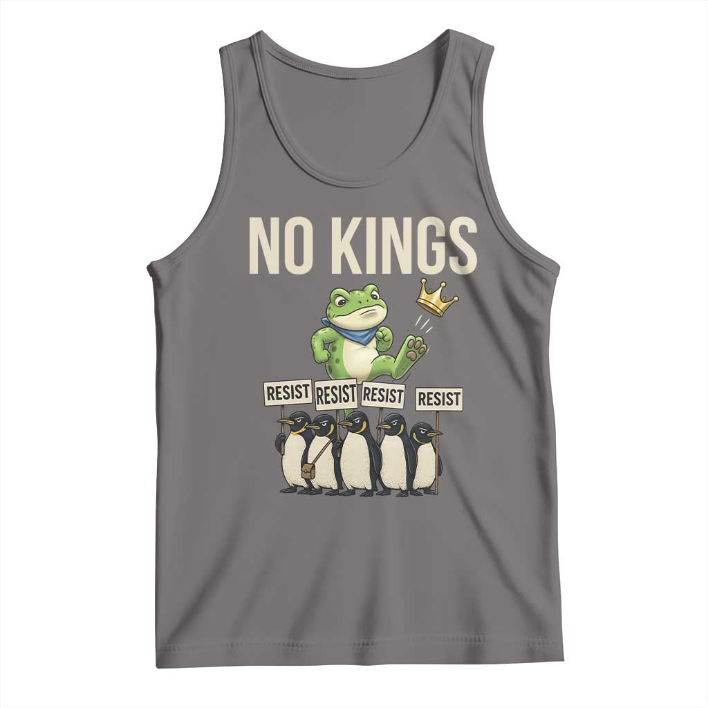 Resist Frog Tank Top No Kings Funny Portland Protest ICE Activist Meme TS14 Deep Heather Print Your Wear