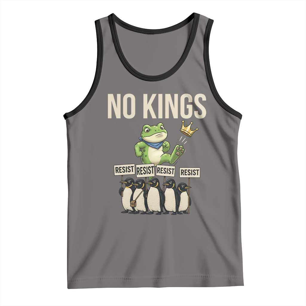 Resist Frog Tank Top No Kings Funny Portland Protest ICE Activist Meme TS14 Deep Heather Black Print Your Wear