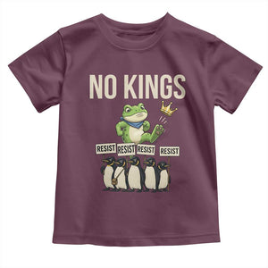 Resist Frog Toddler T Shirt No Kings Funny Portland Protest ICE Activist Meme TS14 Maroon Print Your Wear