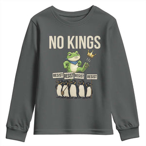 Resist Frog Youth Sweatshirt No Kings Funny Portland Protest ICE Activist Meme TS14 Dark Heather Print Your Wear