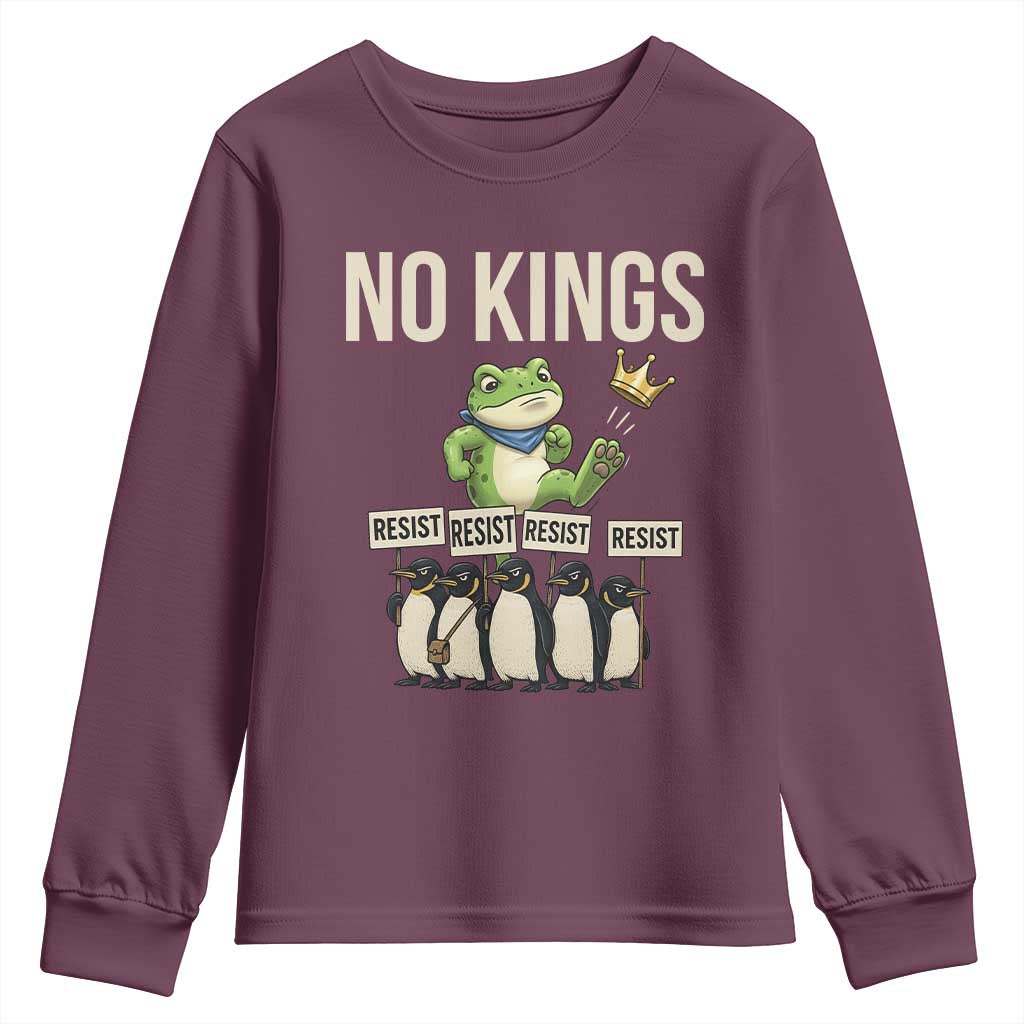 Resist Frog Youth Sweatshirt No Kings Funny Portland Protest ICE Activist Meme TS14 Maroon Print Your Wear