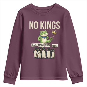 Resist Frog Youth Sweatshirt No Kings Funny Portland Protest ICE Activist Meme TS14 Maroon Print Your Wear