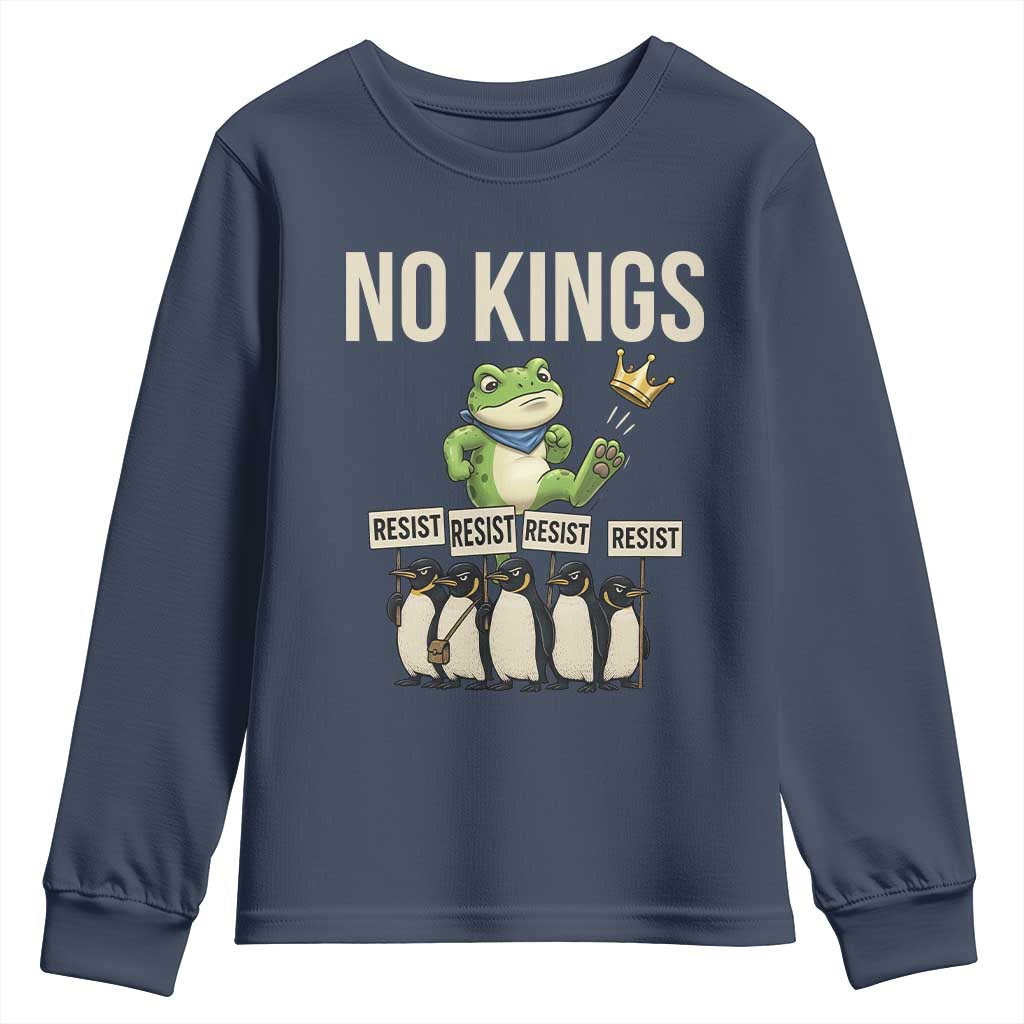 Resist Frog Youth Sweatshirt No Kings Funny Portland Protest ICE Activist Meme TS14 Navy Print Your Wear