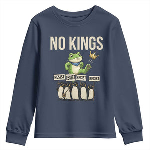 Resist Frog Youth Sweatshirt No Kings Funny Portland Protest ICE Activist Meme TS14 Navy Print Your Wear