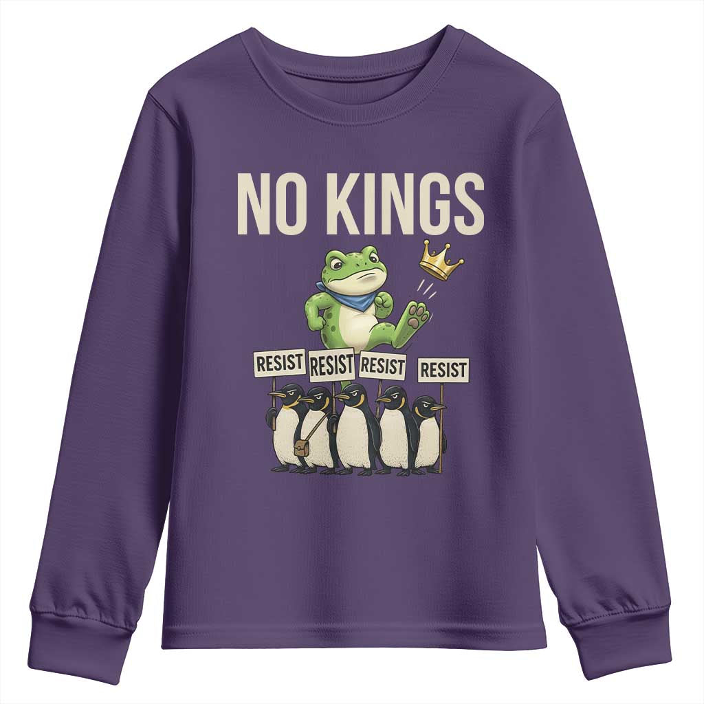 Resist Frog Youth Sweatshirt No Kings Funny Portland Protest ICE Activist Meme TS14 Purple Print Your Wear