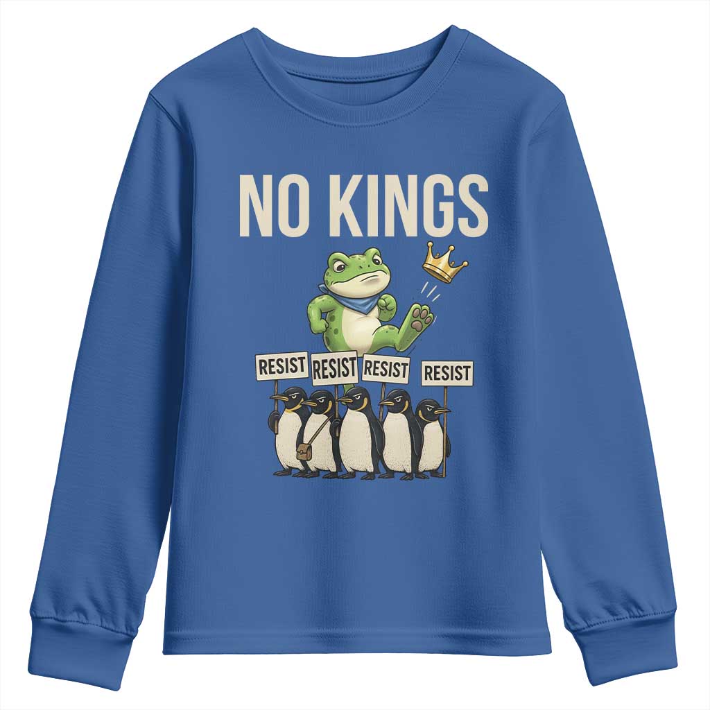 Resist Frog Youth Sweatshirt No Kings Funny Portland Protest ICE Activist Meme TS14 Royal Blue Print Your Wear