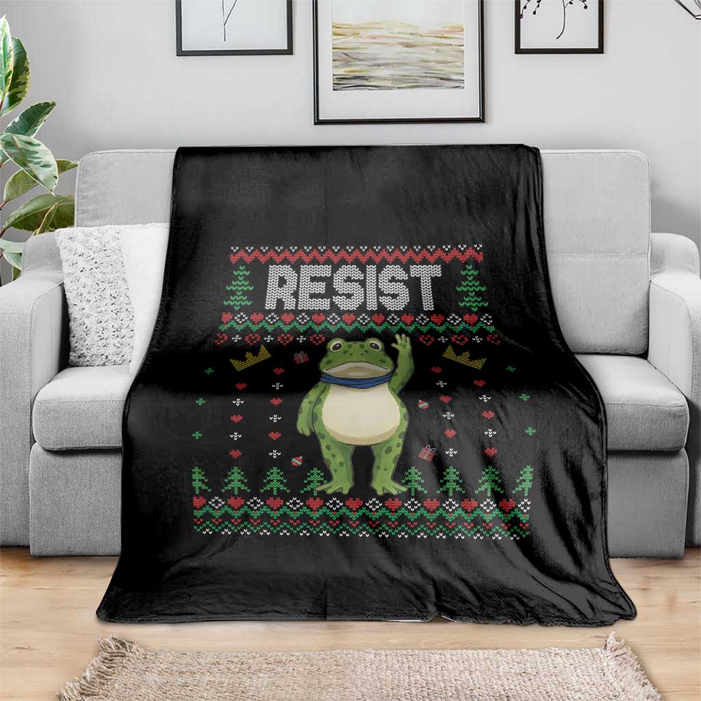 Resist Frog Throw Blanket Funny Portland Protest ICE Activist Meme 2025 TS14 Print Your Wear