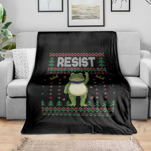 Resist Frog Throw Blanket Funny Portland Protest ICE Activist Meme 2025 - Print Your Wear