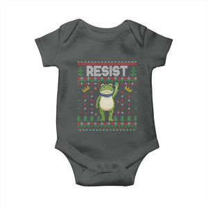 Resist Frog Baby Onesie Funny Portland Protest ICE Activist Meme 2025 TS14 Dark Heather Print Your Wear