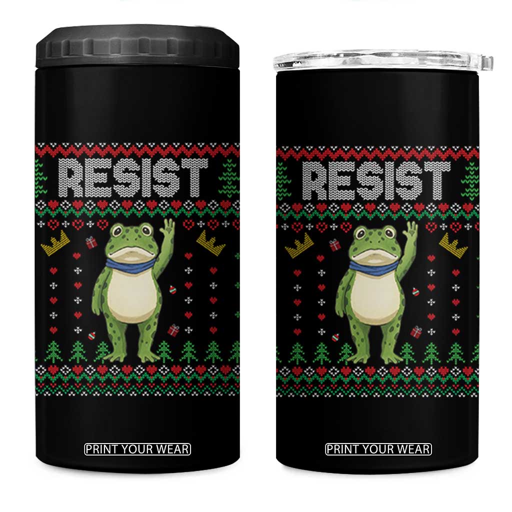 Resist Frog 4 in 1 Can Cooler Tumbler Funny Portland Protest ICE Activist Meme 2025 - Print Your Wear