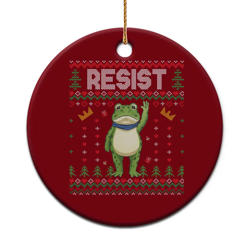 Resist Frog Ceramic Ornament Funny Portland Protest ICE Activist Meme 2025 - Print Your Wear