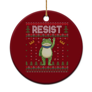 Resist Frog Ceramic Ornament Funny Portland Protest ICE Activist Meme 2025 - Print Your Wear