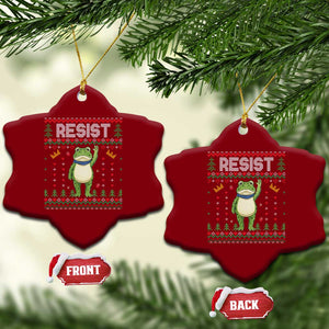 Resist Frog Ceramic Ornament Funny Portland Protest ICE Activist Meme 2025 - Print Your Wear
