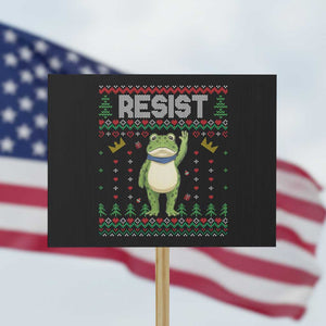 Resist Frog Protest Sign Funny Portland Protest ICE Activist Meme 2025 TS14 Horizontal 18" × 24" Black Print Your Wear