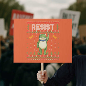Resist Frog Protest Sign Funny Portland Protest ICE Activist Meme 2025 TS14 Horizontal 18" × 24" Orange Print Your Wear
