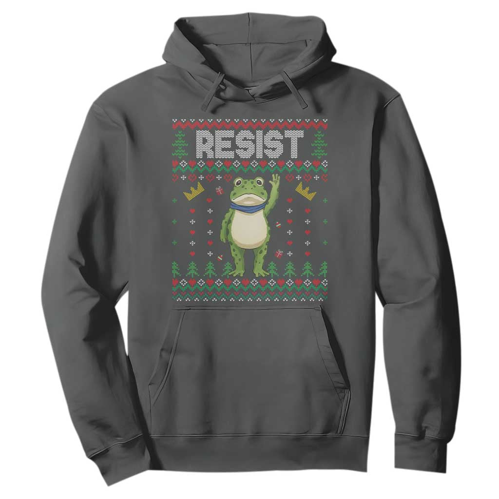 Resist Frog Hoodie Funny Portland Protest ICE Activist Meme 2025 TS14 Dark Heather Print Your Wear