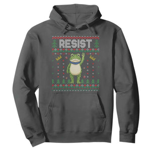 Resist Frog Hoodie Funny Portland Protest ICE Activist Meme 2025 TS14 Dark Heather Print Your Wear