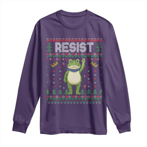 Resist Frog Long Sleeve Shirt Funny Portland Protest ICE Activist Meme 2025 TS14 Purple Print Your Wear