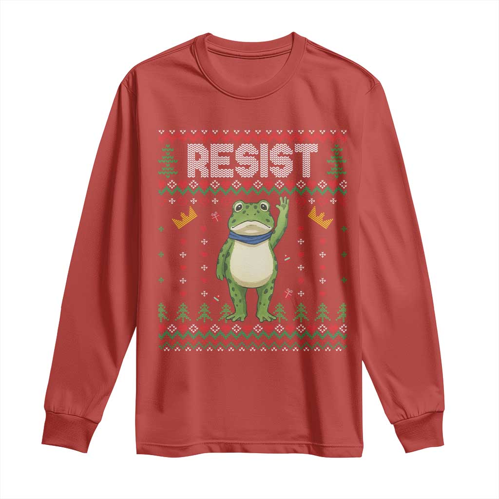 Resist Frog Long Sleeve Shirt Funny Portland Protest ICE Activist Meme 2025 TS14 Red Print Your Wear