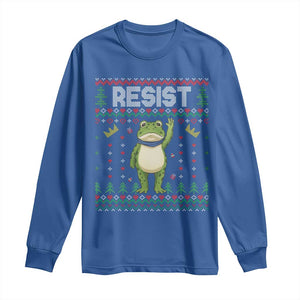 Resist Frog Long Sleeve Shirt Funny Portland Protest ICE Activist Meme 2025 TS14 Royal Blue Print Your Wear
