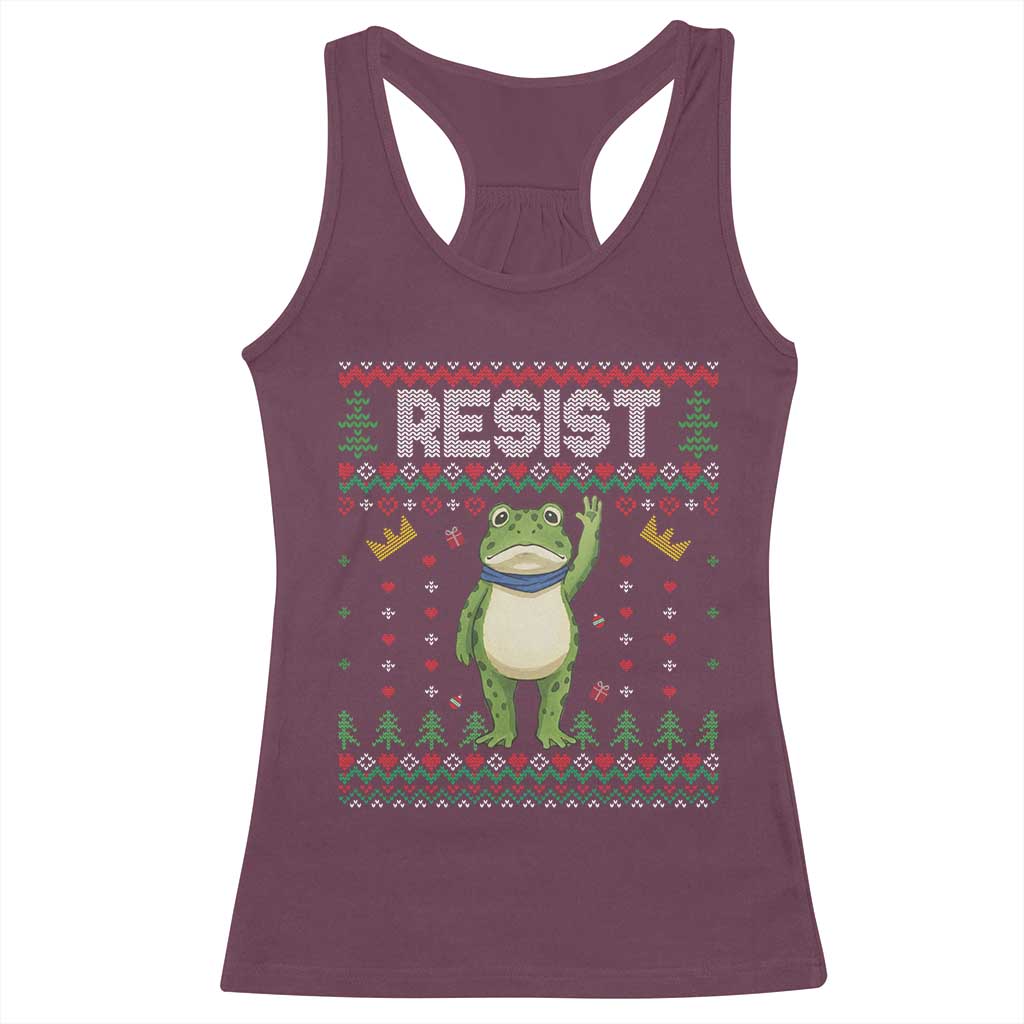 Resist Frog Racerback Tank Top Funny Portland Protest ICE Activist Meme 2025 TS14 Maroon Print Your Wear