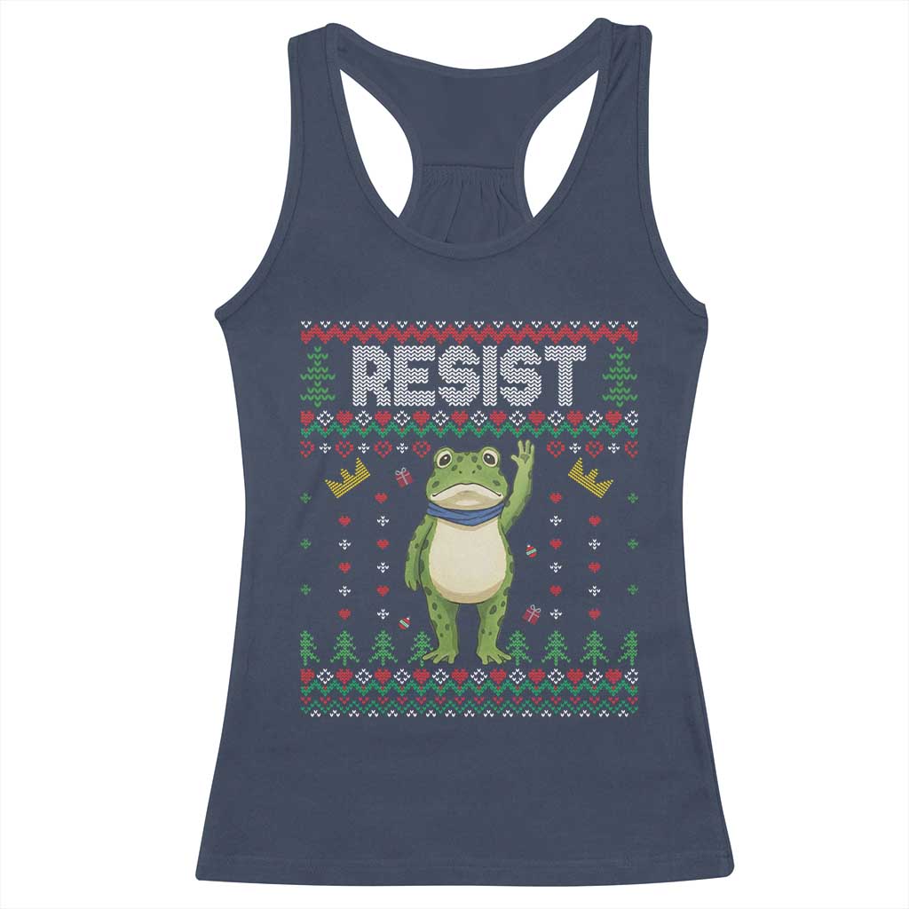 Resist Frog Racerback Tank Top Funny Portland Protest ICE Activist Meme 2025 TS14 Navy Print Your Wear