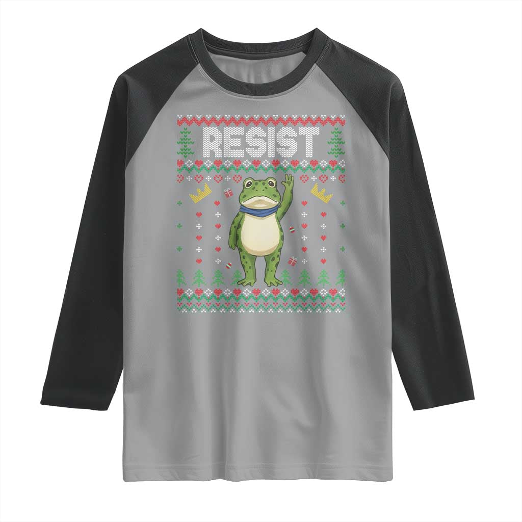 Resist Frog Raglan Shirt Funny Portland Protest ICE Activist Meme 2025 TS14 Sport Gray Black Print Your Wear