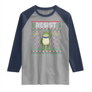 Resist Frog Raglan Shirt Funny Portland Protest ICE Activist Meme 2025 TS14 Sport Gray Navy Print Your Wear