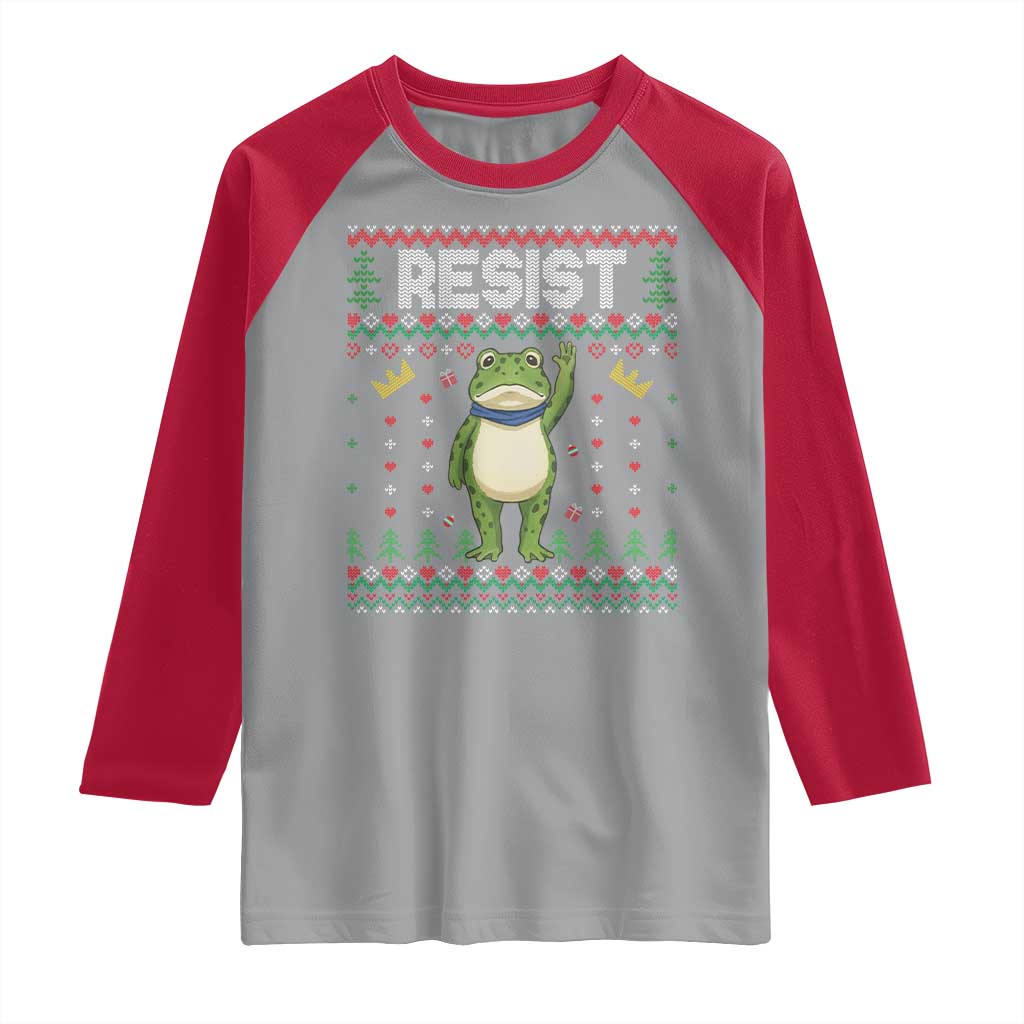 Resist Frog Raglan Shirt Funny Portland Protest ICE Activist Meme 2025 TS14 Sport Gray Red Print Your Wear