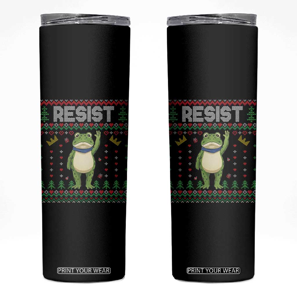 Resist Frog Skinny Tumbler Funny Portland Protest ICE Activist Meme 2025 TS14 Black Print Your Wear