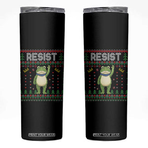 Resist Frog Skinny Tumbler Funny Portland Protest ICE Activist Meme 2025 TS14 Black Print Your Wear