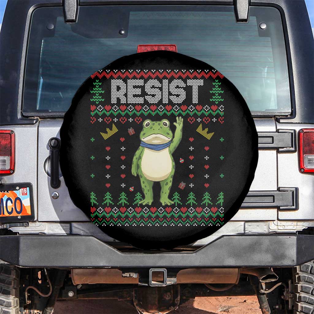 Resist Frog Spare Tire Cover Funny Portland Protest ICE Activist Meme 2025 TS14 No hole Black Print Your Wear