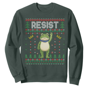 Resist Frog Sweatshirt Funny Portland Protest ICE Activist Meme 2025 TS14 Dark Forest Green Print Your Wear