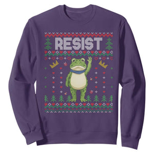 Resist Frog Sweatshirt Funny Portland Protest ICE Activist Meme 2025 TS14 Purple Print Your Wear