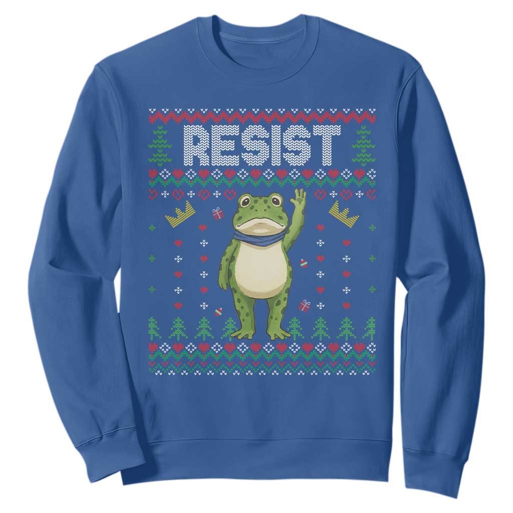 Resist Frog Sweatshirt Funny Portland Protest ICE Activist Meme 2025 TS14 Royal Blue Print Your Wear