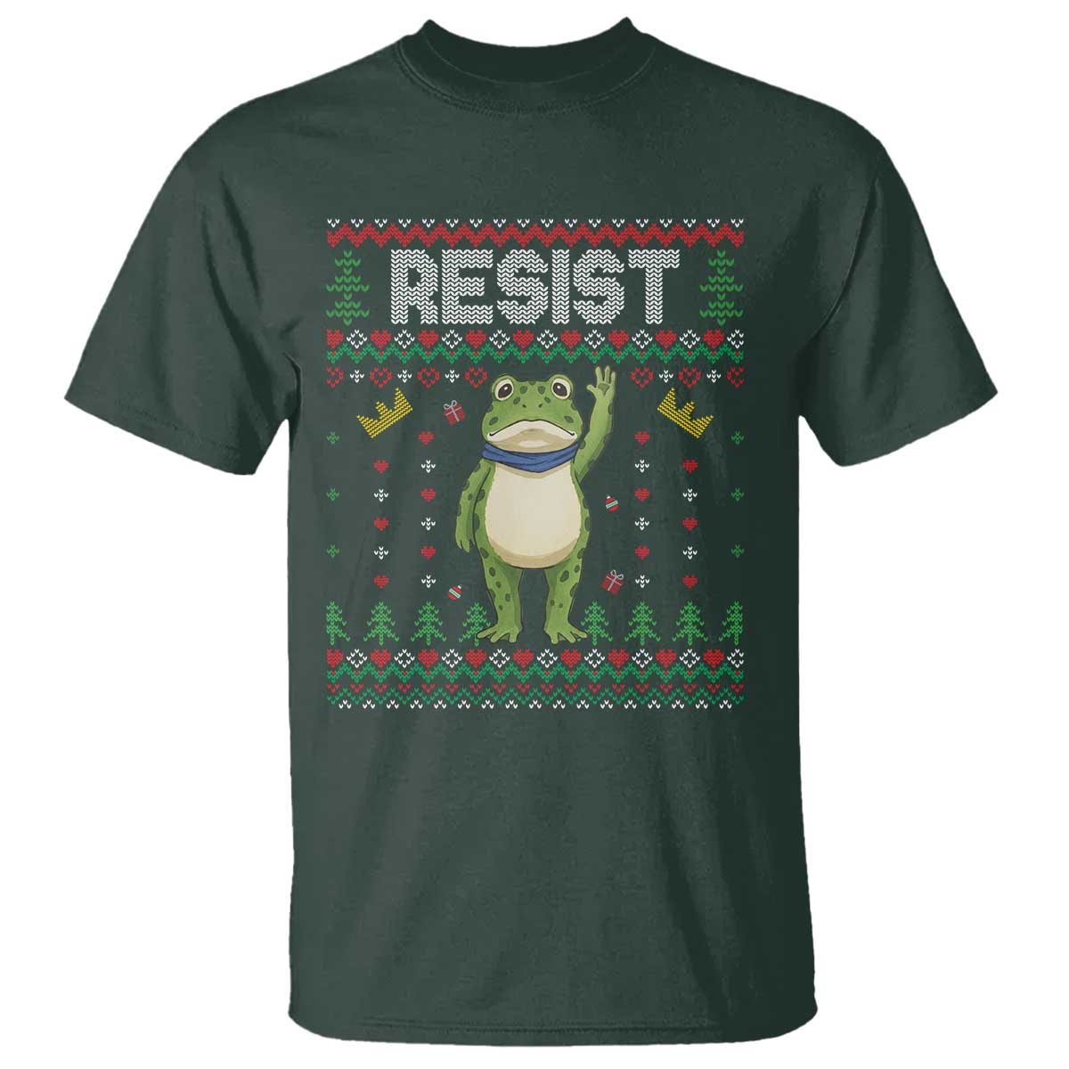 Resist Frog T Shirt Funny Portland Protest ICE Activist Meme 2025 TS14 Dark Forest Green Print Your Wear