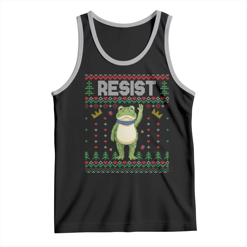 Resist Frog Tank Top Funny Portland Protest ICE Activist Meme 2025 TS14 Black Athletic Heather Print Your Wear